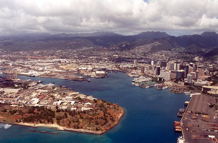 Coast Guard Base Sand Island at Honolulu Harbor, Hawaii.