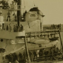 Ron Marlett during highlining with the USCGC Mellon.