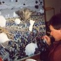 Ron Marlett working on his military painting.
