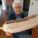 Ron Marlett's friend John Mack holding the HMS Victory.