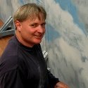 Ron Marlett working on a backdrop for Aniar.
