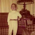 Five-year old Ron Marlett sticks his tohgue out at the camera.