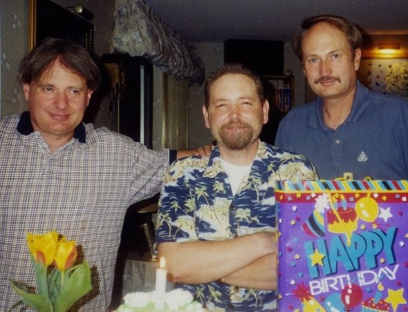 Ron Marlett's brothers Rich and Rob celebrating Rich's birthday.
